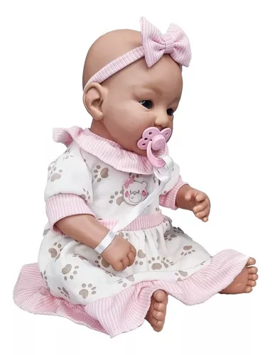 Boneca Bebê Reborn - Menina - Rosa - 39 cm - Brink Model