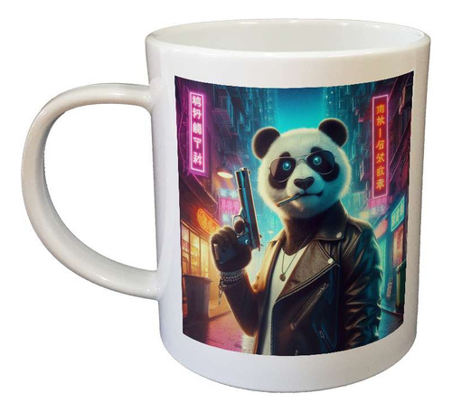 Taza De Plastico Panda Con Una Pistola Y Anteojos Chino