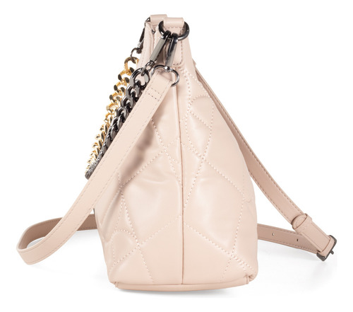 Bolsa Hobo Cloe Para Mujer Acolchado En Forma De Rombos Color Nude