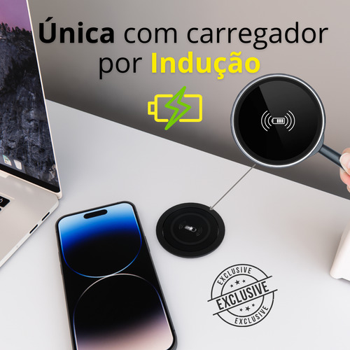 Mesa Escrivaninha Estilo Industrial Com Carregador Sem Fio