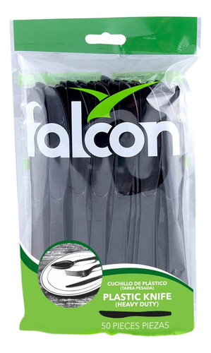Falcon - Cuchillo De Plástico Resistente, Color Negro, 50 Pi