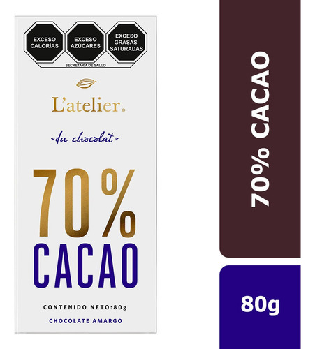 Chocolate L-atelier Coco 70% Cacao Barra 80g