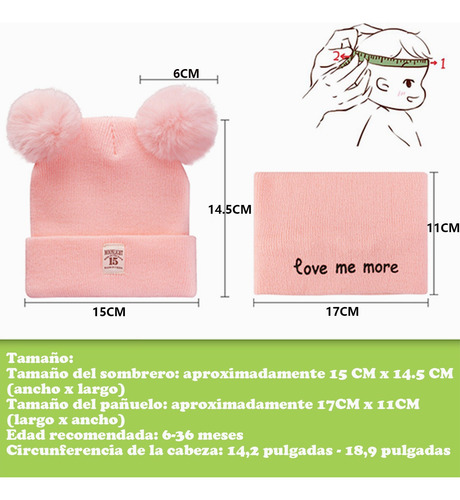 Conjunto Gorros Bufanda Bebé Redondos Oso Invierno Full