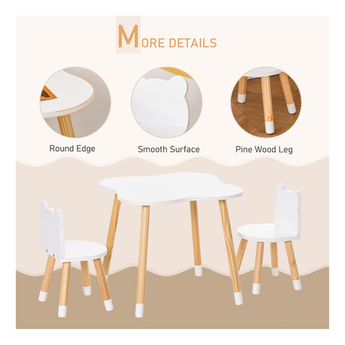 Mesa Y Silla De Niños De Madera Qaba Ideal Para Artes, Linda