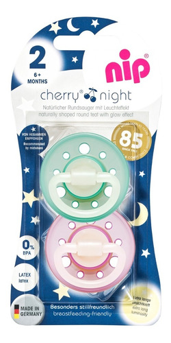 Chupete Cherry Night Látex Verde-lila 0-6 Meses Nip