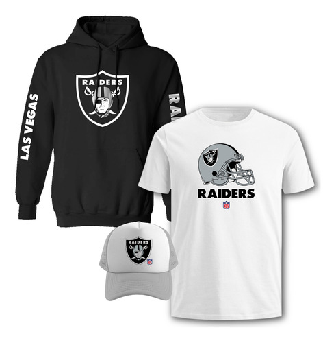 Paquete Sudadera + Playera + Gorra: Nfl Las Vegas Raiders