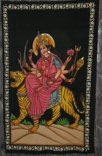 Tapete Durga Original Lentejuelas Suerte 91x55cm Hindu Nuevo