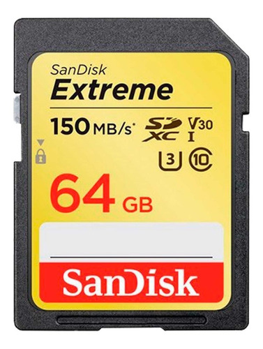 Memoria Sd 64gb Sandisk Extreme Sdxc Uhs-i U3 150 Mb/s