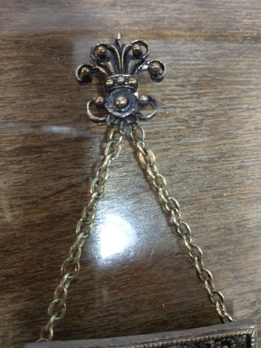 Imagen 3 de 4 de Antiguo Cuadro Camafeo De Seda Dama Y Cadenas
