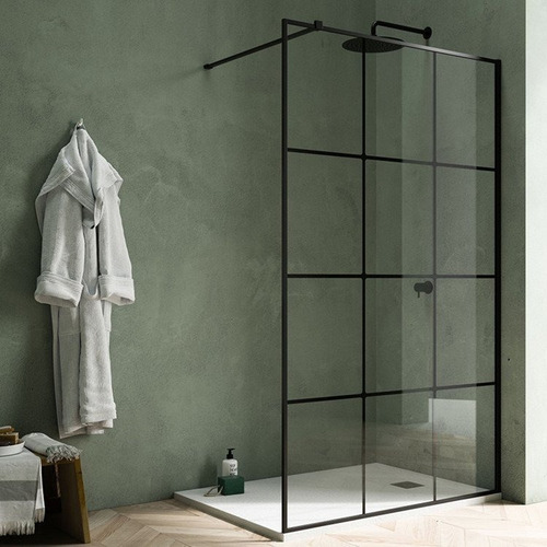 Mampara D/suelo Fija Trans Negro 90cm - Sc90nt Gorena Agua