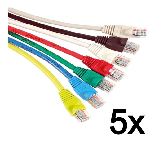 5x Patch Cord 1,5 Mts Cat5e Internet Fábrica Injetado C/nf