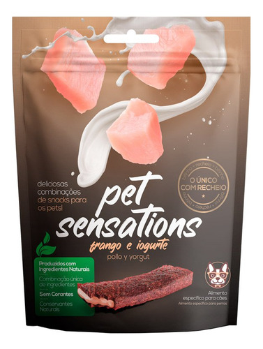 Bifinho petisco natural para cães pet sensations frango e Iogurte 300g