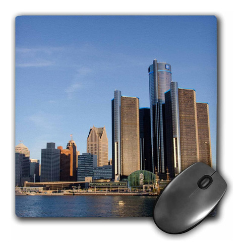 3drose Downtown City Skyline View Desde El Río Detroit Mouse