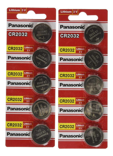 Panasonic Cr2032 3v Batería De Litio Tipo Botón 10 Unidades