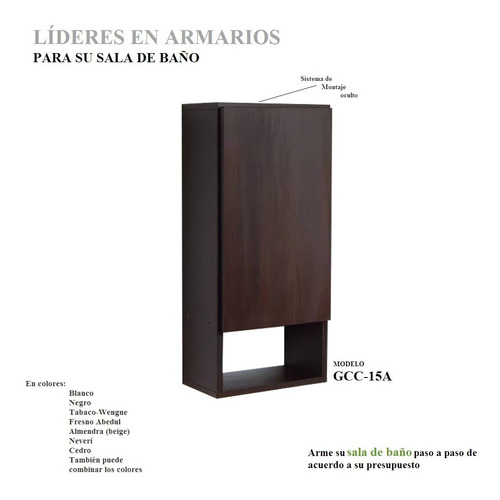 Imagen 3 de 10 de Mueble Modular Aéreo En Melamina Para Baño Mod. Gcc-15a