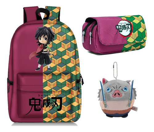 Mochila De Anime Demon Slayer 3 Unids/set Regalo De Moda Ado