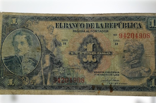 Billete De 1 Peso Colombiano De 1950