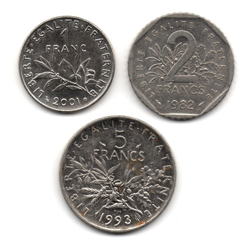 Francia 1, 2 Y 5 Francos 2001, 1982 Y 1993 (Usado)