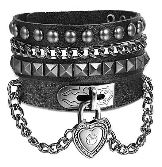 Y-blue Street Rock Punk Pulsera de Piel Multicapa 5/ Color