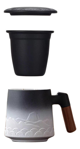 Taza Infusor De Te Filtros Para Te Infusor Con Taza Y Tapa Color Negro Con Blanco