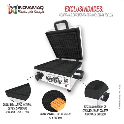 Imagem 4 de 8 de Máquina De Waffles Wafer Profissional - 220v - Antiaderente