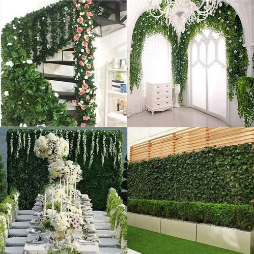Imagen 6 de 6 de Enredadera Hiedra Artificial Pack X12 Vertical Muro Potus