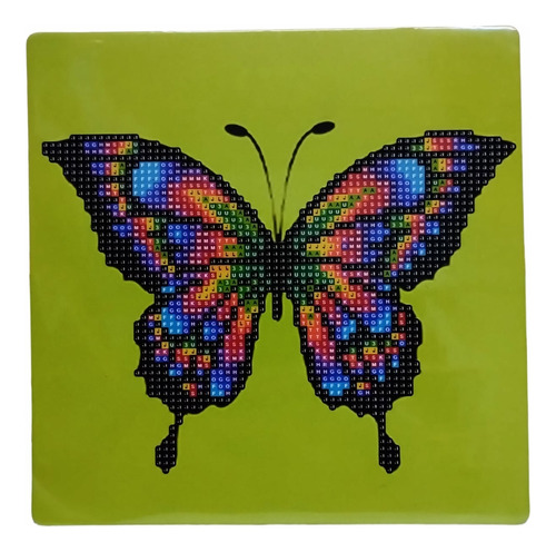 Juego Pintura Por Diamantes Cuadro 20x20cm Atril Mariposa 2