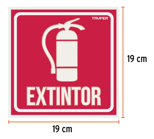 Letrero De Señalización Extintor , 19 X 19 Cm. Truper.