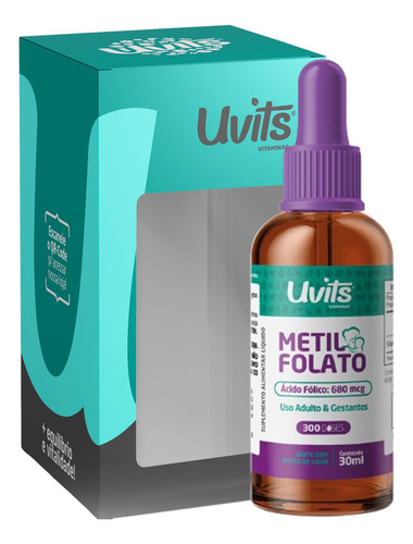 Metilfolato Ácido Fólico Gotas 30ml Liquida - Uvits