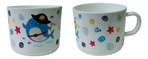 Plato Estampado Infantil Set Con Cubiertos Y Taza 9175 Loopi Color Agua