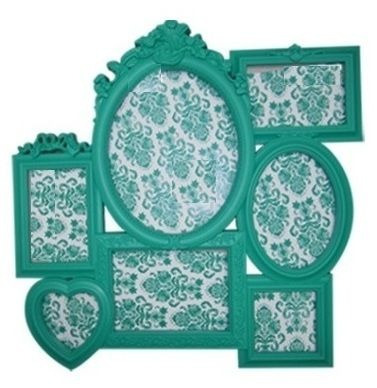 Porta Retrato Plastico Romantic Frames Blue Green 52 X 52 X