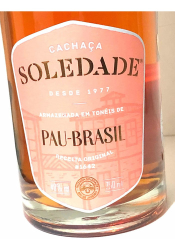 Cachaça Soledade Pau Brasil 750ml