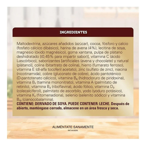 Cal C Tose Polvo Sabor Chocolate, Avena Y Plátano 240 G.