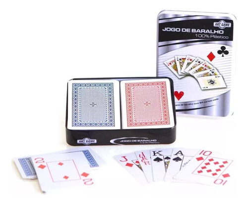 Juego De Mesa Baraja Cartas Poker Naipes Caja Metálica Lujo 