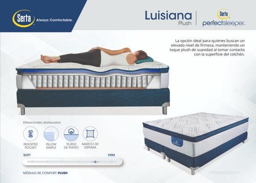 Imagen 4 de 4 de Colchon King Size Serta Luisiana 180x200 Resortes Pocket