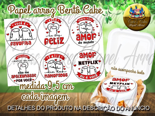 Flork Kit 24 Papel De Arroz Bento Cake 9,5 Cm Namorados Amor