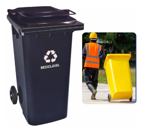 Lixeira Container Contentor 120l Coleta Seletiva C/ Roda