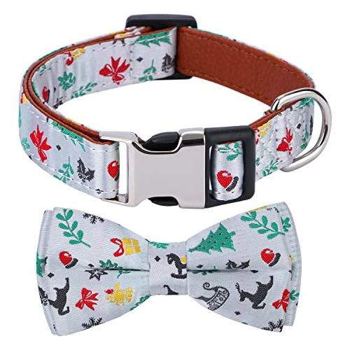 Collar De Lazo De Corbata Perro Patrón Navideño Blanc...