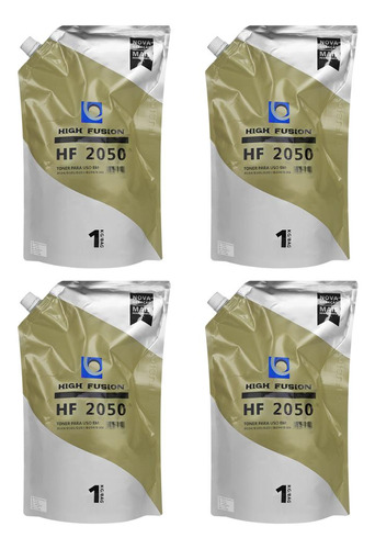 4pcs Recarga Preta P/ Toner High Fusion Hf 2050 1kg Tinta Preto