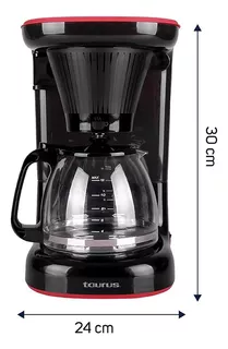 Cafetera empotrable portátil Taurus Velvet semi automática negra y roja de goteo