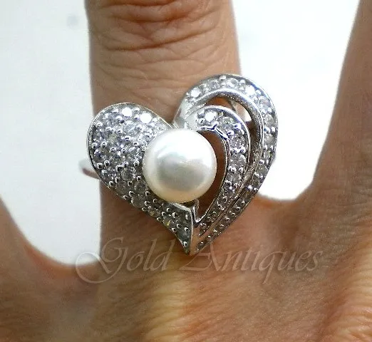 Anillo De Plata 925-oro Perla Natural Y Zafiros Bla