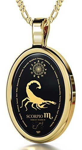 Escorpión Del Zodiaco Colgante, Collar De Oro Amarillo De 14
