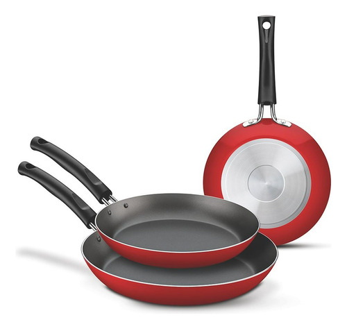 Set X3 Sartenes Antiadherentes Color Rojo Tramontina Cocina