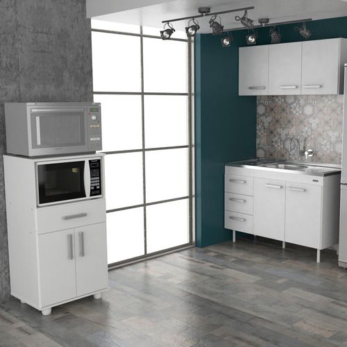 Imagen 5 de 9 de Mueble Para Microondas - Horno Eléctrico 1 Cajón 2 Puertas