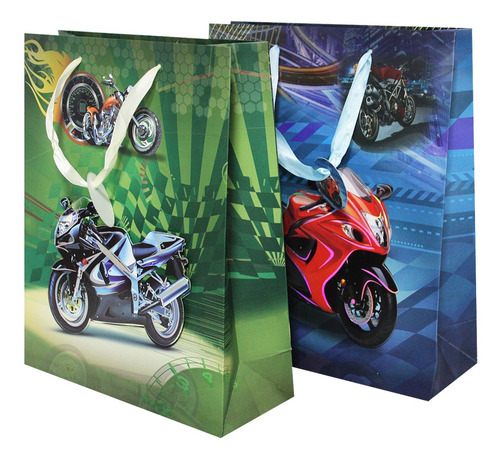 Imagem 2 de 3 de Sacolas Para Presentes Decoradas Kraft Corrida Carros Com 12