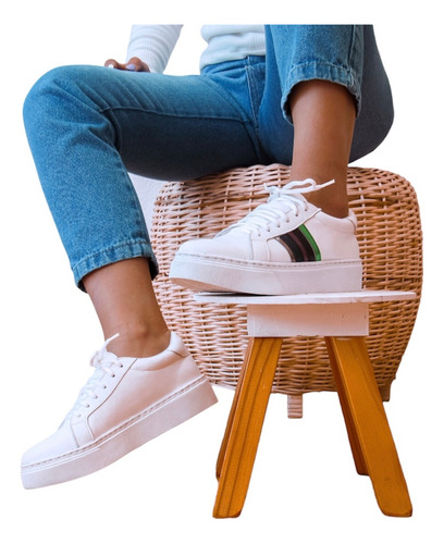 Zapatillas De Cuero Mujer Urbanas Blancas 41 Clásicas Bajita