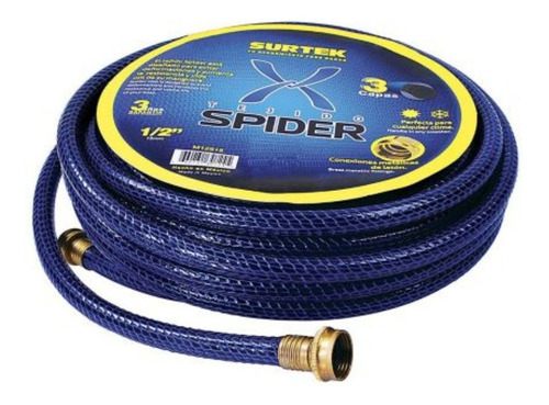 Manguera Spider 3/4 Con Conector Metálico 25 Mts Surtek Color Azul