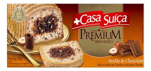 Bolo Casa Suíça Premium  de avelãs & chocolate em caixa 270 g