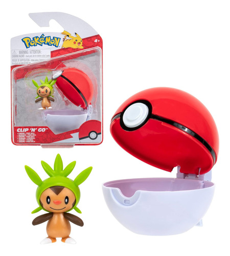 Figura Pokémon Chespin + Poke Ball - Pokémon Clip'n Go  