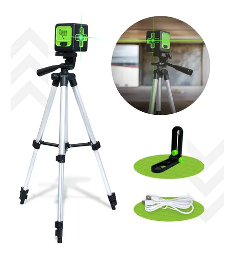 Nível A Laser Verde 2 Linhas Esquadro + Suporte + Tripé Recarrega...